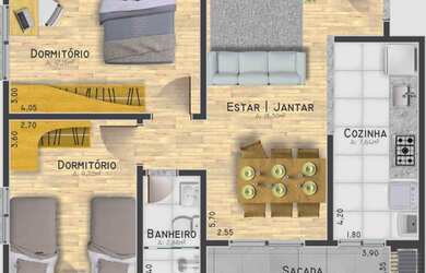 Imagem 6: RESIDENCIAL CAROLINA, 2 dormitórios, 1 banheiros, 62M² de Área Construída