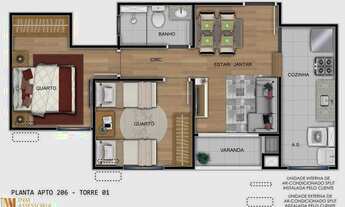 Imagem 4: PORTO COIMBRA, 2 dormitórios, 1 banheiros, 1 vaga na garagem, 44M² de Área Construída