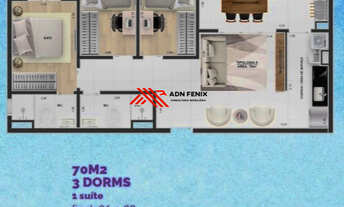 Imagem 4: Kairos References, 2 dormitórios, 1 suítes, 1 banheiros, 1 vaga na garagem, 55M² de Área C