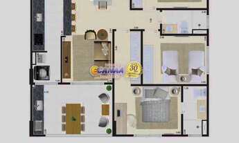 Imagem 3: Apartamento com 3 dorms, Vila Anhanguera, Mongaguá - R$ 650 mil, Cod: 11476