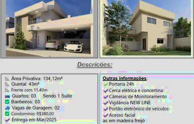 Imagem 3: Sobrado em Condomínio para Venda em Aparecida de Goiânia, Chácaras São Pedro, 3 dormitório