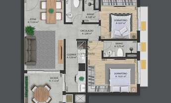 Imagem 2: Apartamento à venda, no Smart Living Úniqo, em Santa Maria, Camobi, com 2 quartos, 66,93m²