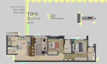 Imagem 6: Apartamento à venda em Belo Horizonte, Santo Agostinho, com 2 quartos, 62,21m²