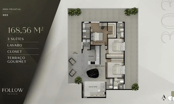 Imagem 3: Apartamento à venda, no Follow Savassi Residence, em Belo Horizonte, Savassi, com 3 quarto