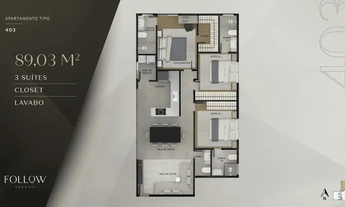 Imagem 4: Apartamento à venda, no Follow Savassi Residence, em Belo Horizonte, Savassi, com 3 quarto