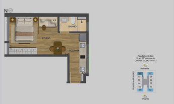 Imagem 7: Studio à venda, no Carbon, em Belo Horizonte, Lourdes, com 1 quarto, 24,93m²