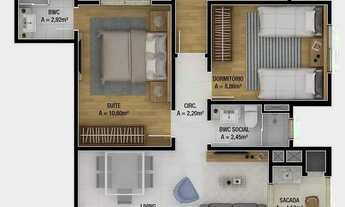 Imagem: Apartamento com 3 dormitórios sendo 1 suíte