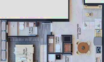 Imagem 2: Studio na planta com 1 dormitório e 1 vaga de garagem no bairro Perequê em Porto Belo