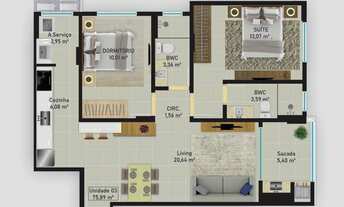 Imagem 5: Apartamento 2 Dormitórios para venda em São José - SC