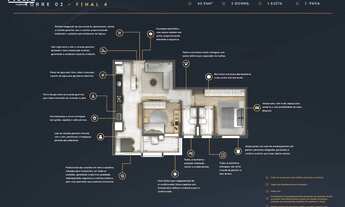 Imagem 4: 2 dormitórios, 2 suíte, 3 banheiro, 1 vaga na garagem, 67M² de Área Construída