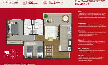 Imagem 7: 2 dormitórios, 1 suítes, 2 banheiro, 2 vagas na garagem, 66M² de Área Construída