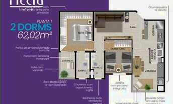 Imagem 2: 2 dormitórios, 1 suítes, 2 banheiro, 1 vaga na garagem, 62M² de Área Construída