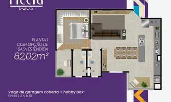 Imagem 3: 2 dormitórios, 1 suítes, 2 banheiro, 1 vaga na garagem, 62M² de Área Construída