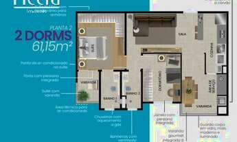 Imagem 4: 2 dormitórios, 1 suítes, 2 banheiro, 1 vaga na garagem, 62M² de Área Construída