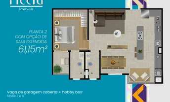 Imagem 5: 2 dormitórios, 1 suítes, 2 banheiro, 1 vaga na garagem, 62M² de Área Construída