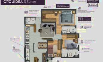 Imagem 2: 3 dormitórios, 3 suíte, 4 banheiro, 2 vagas na garagem, 83M² de Área Construída