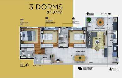 Imagem 6: 2 dormitórios, 1 suítes, 2 banheiro, 2 vagas na garagem, 76M² de Área Construída