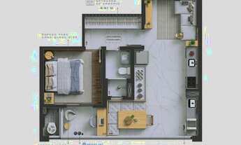 Imagem 2: 1 dormitório, 1 suítes, 2 banheiro, 1 vaga na garagem, 50M² de Área Construída