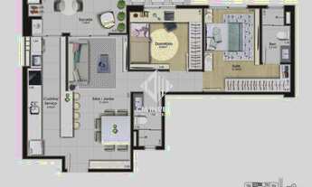 Imagem 2: Apartamento de 2 dormitórios com 1 Suíte na planta no Bairro Kobrasol em São José