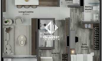 Imagem 2: Apartamento com 84m² sendo 2 suítes e Lavabo, Lançamento no Bairro Floresta!