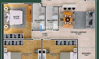 Imagem 4: 3 dormitórios, 1 suítes, 2 vagas na garagem, 75M² de Área Construída