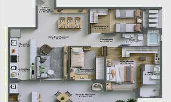 Imagem 2: RESIDENCIAL PARADISO DEL MARE - APARTAMENTO 03 DORMITÓRIOS - NO BAIRRO FAZENDA