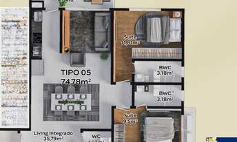 Imagem 6: LUMINARES RESIDENCE - APARTRAMENTO 02 SUÍTES - ÁREA PRIVATIVA 74M² - NO BAIRRO FAZENDA