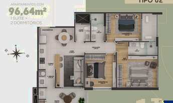 Imagem 6: RESIDENCIAL RAVELLO - APARTAMENTO 03 DOMITÓRIOS, SENDO 01 SUÍTE - NO BAIRRO FAZENDA