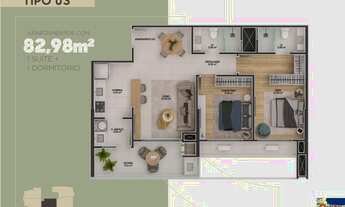 Imagem 6: RESIDENCIAL RAVELLO - APARTAMENTO 02 DORMITÓRIOS, SENDO 01 SUÍTE - NO BAIRRO FAZENDA