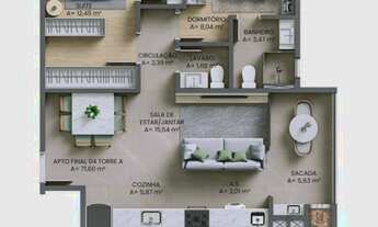 Imagem 5: RESIDENCIAL PAESAGGIO - APARTAMENTO 02 SUÍTES -COM 71M² PRIVATIVOS - NO BAIRRO FAZENDINHA