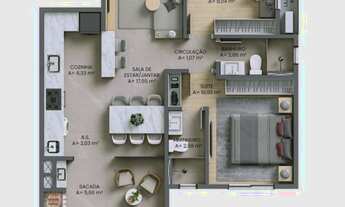 Imagem 5: RESIDENCIAL PAESAGGIO - APARTAMENTO 02 DORMITÓRIOS, SENDO 01 SUÍTE - NO BAIRRO FAZENDINHA