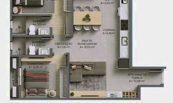 Imagem 5: RESIDENCIAL PAESAGGIO - APARTAMENTO 02 DORMITÓRIOS, SENDO 01 SUÍTE - NO BAIRRO FAZENDINHA