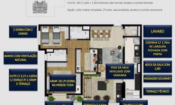 Imagem: 2 dormitórios, 1 suítes, 2 banheiro, 1