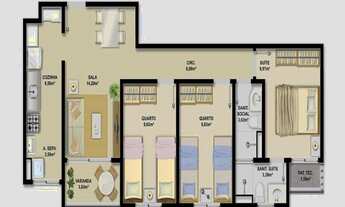 Imagem 6: 3 dormitórios, 1 suítes, 2 banheiro, 1 vaga na garagem, 70M² de Área Construída