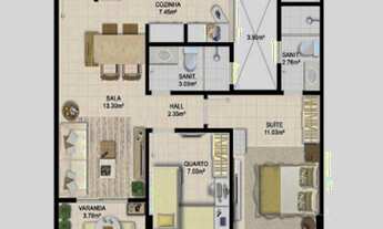 Imagem 6: 2 dormitórios, 1 banheiros, 1 vaga na garagem, 58M² de Área Construída