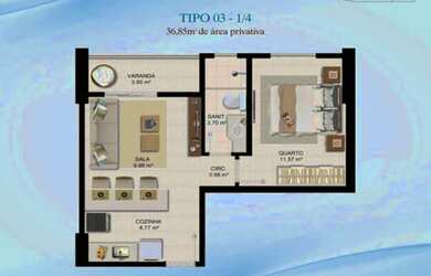 Imagem 12: 1 dormitório, 1 suítes, 1 banheiros, 1 vaga na garagem, 44M² de Área Construída