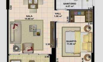 Imagem 2: 1 dormitório, 1 suítes, 1 banheiros, 1 vaga na garagem, 54M² de Área Construída