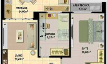 Imagem 3: 2 dormitórios, 1 suítes, 2 banheiro, 2 vagas na garagem, 76M² de Área Construída
