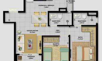 Imagem 7: 2 dormitórios, 1 suítes, 2 banheiro, 2 vagas na garagem, 53M² de Área Construída