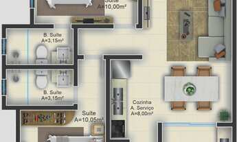 Imagem 6: 2 dormitórios, 2 suíte, 3 banheiro, 1 vaga na garagem, 68M² de Área Construída