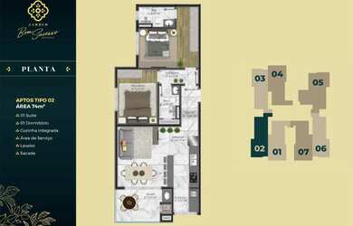 Imagem 2: 2 dormitórios, 1 suítes, 1 vaga na garagem, 74M² de Área Construída