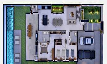 Imagem 2: Casa linear com 197 m2 de área privativa Sala/copa com pé direito duplo Fachada modern