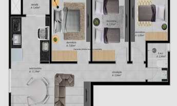 Imagem 5: Apartamentos na planta em São José dos Pinhais - Residencial Alamo - Bairro Pedro Moro