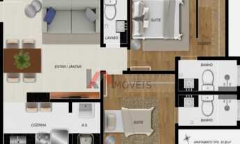 Imagem 2: Apartamento no Santa Efigênia com 02 quartos, 02 vagas, 55,37m² - LANÇAMENTO