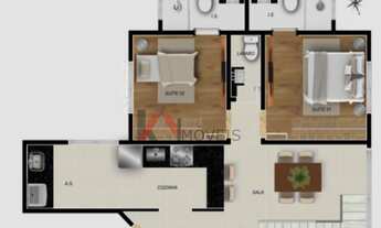 Imagem: Apartamento com 02 quartos, 01 suíte, 54,86m²