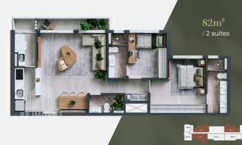 Imagem 4: RR7838 Apartamento 82m² CONDOMÍNIO BOSQUE ALPHAGRAN - OPORTUNIDADE - 2 Suítes 2 Vagas - Ba