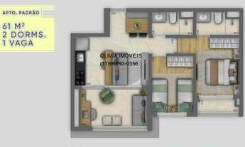 Imagem 7: Apartamento a venda com 61mts, 2 dormitórios, 1 suíte, terraço gourmet, 1 vaga na Vila Cle
