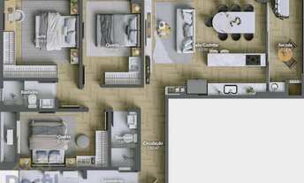 Imagem 6: Apartamento com 1 suite mais dois quartos, 2 vagas de garagem, 103 m2 privativos, na prai
