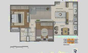 Imagem 7: Apartamentos com 58,51 m2 de 2 quartos COM SUÍTE, VARANDA, Fechadura eletrônica na porta d