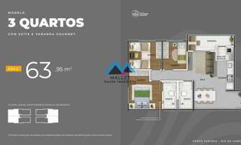Imagem 6: Apartamentos de 3 quartos (Tipo), com suíte, varanda e vaga de garagem, à venda no Condomí